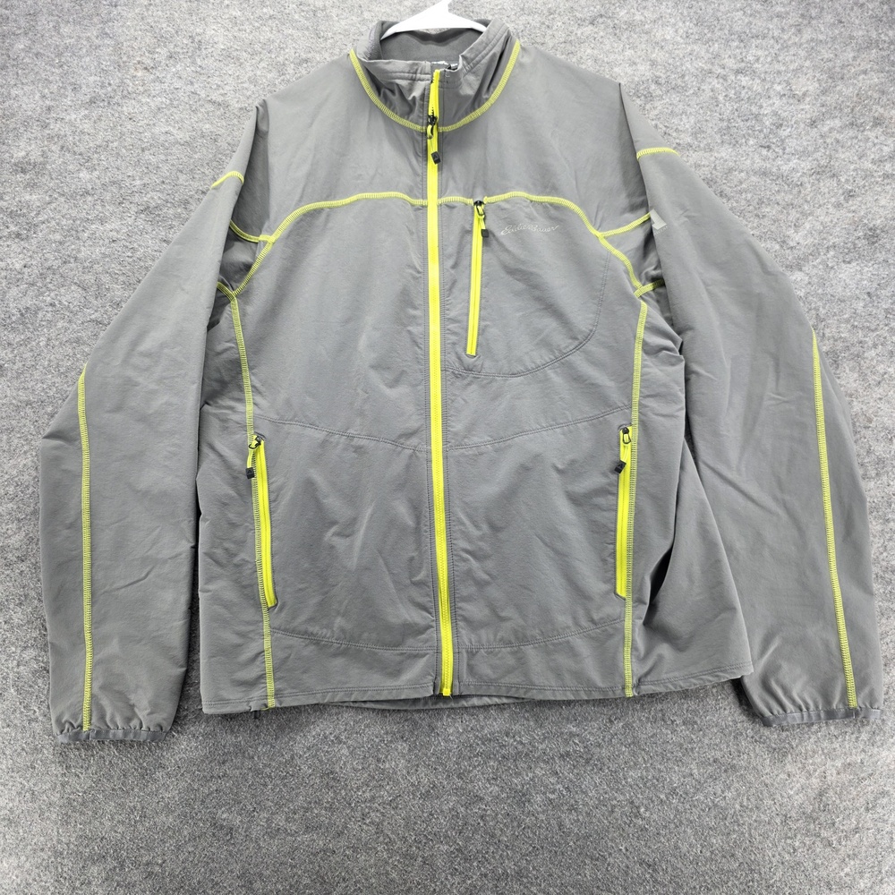 Eddie Bauer Jacket Mens Large Gray Ascent Softshell Full Zip Outdoor Hiking